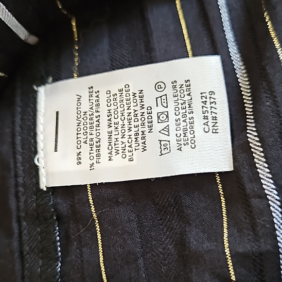 NEW Ann Taylor Black White Gold Metallic Stripe Flutter Sleeve Tie Neck Top XL - Picture 9 of 9